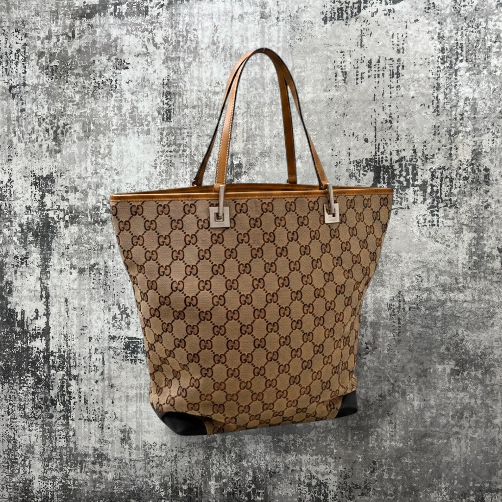 GG Canvas Tote Bag with leather trim
