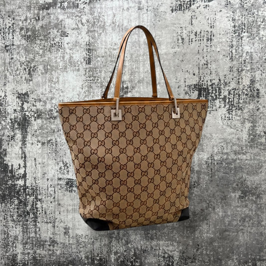GG Canvas Tote Bag with leather trim