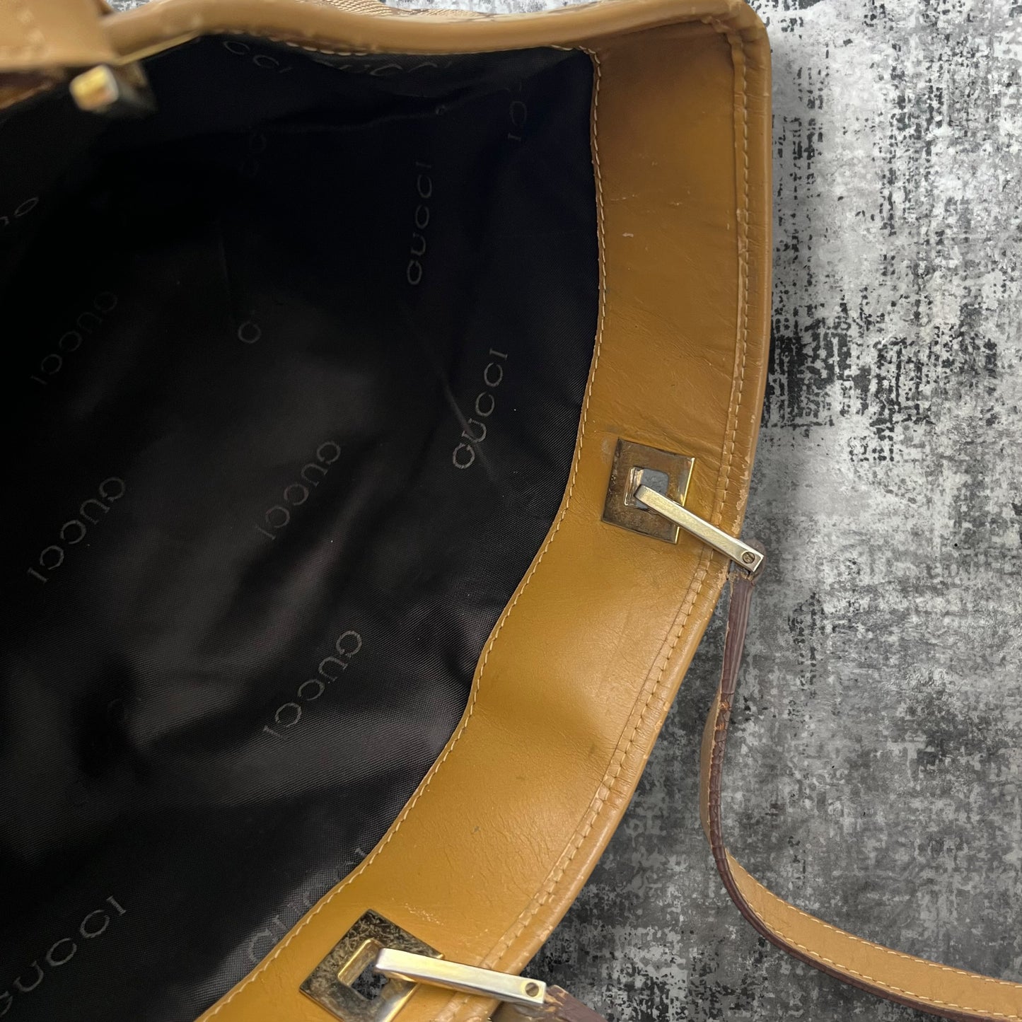 GG Canvas Tote Bag with leather trim