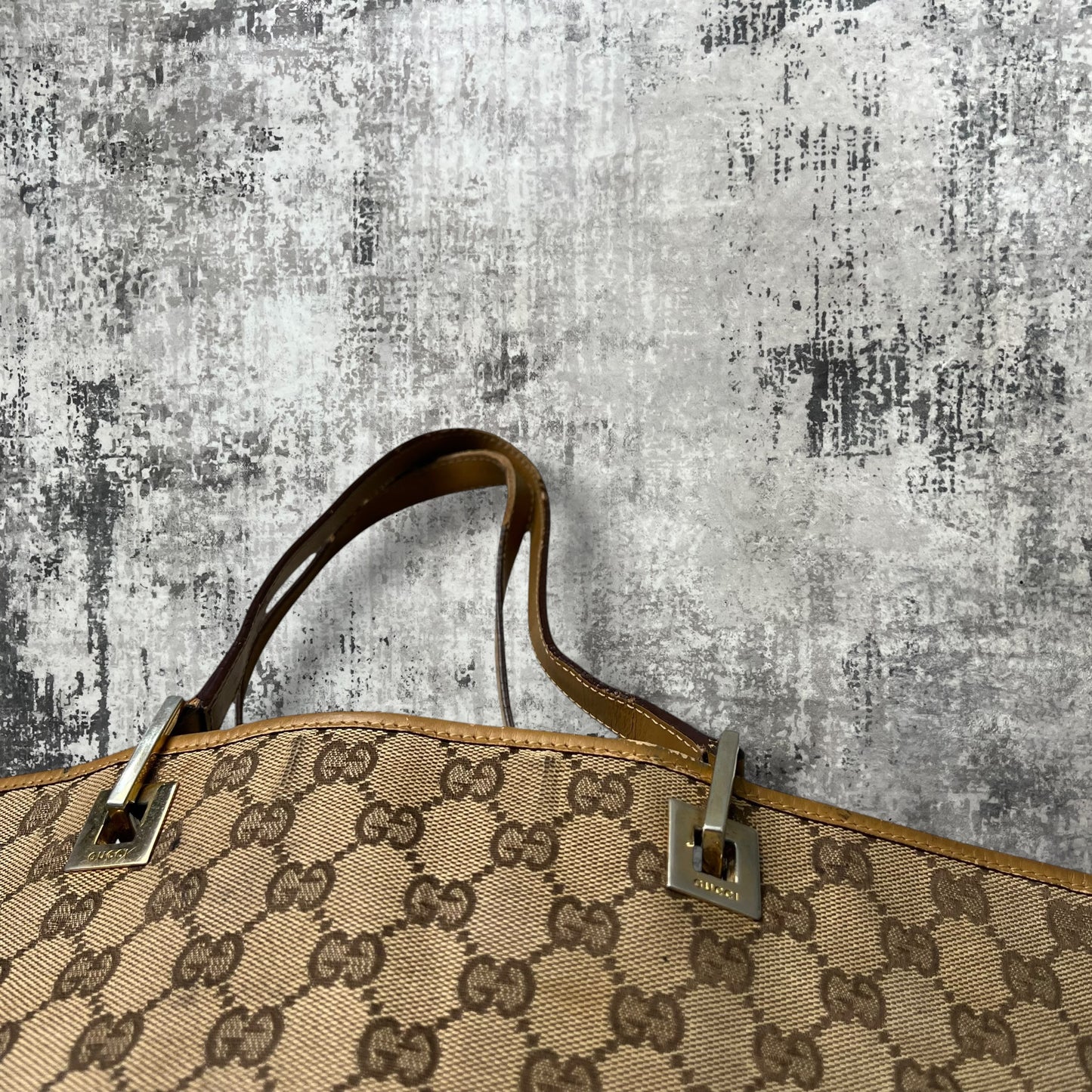 GG Canvas Tote Bag with leather trim
