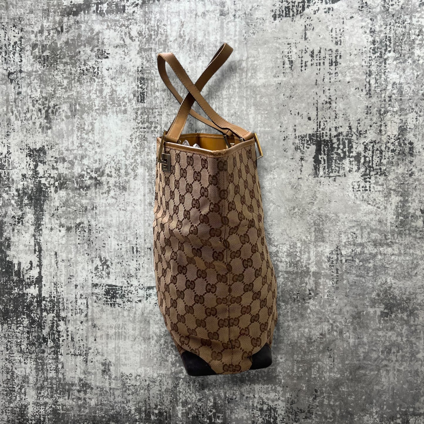GG Canvas Tote Bag with leather trim