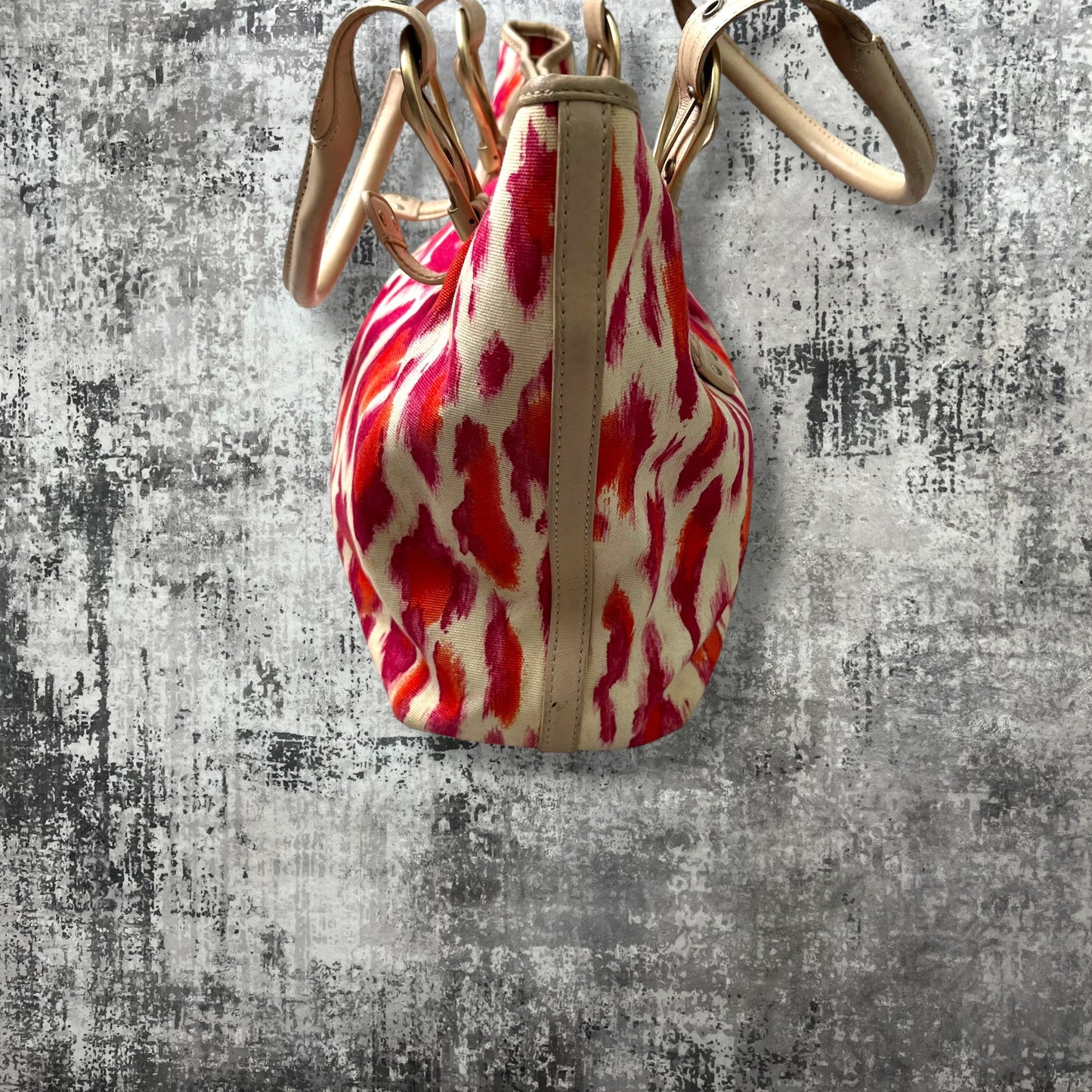 Christian Dior Fuchsia and Orange Leopard Canvas Tote