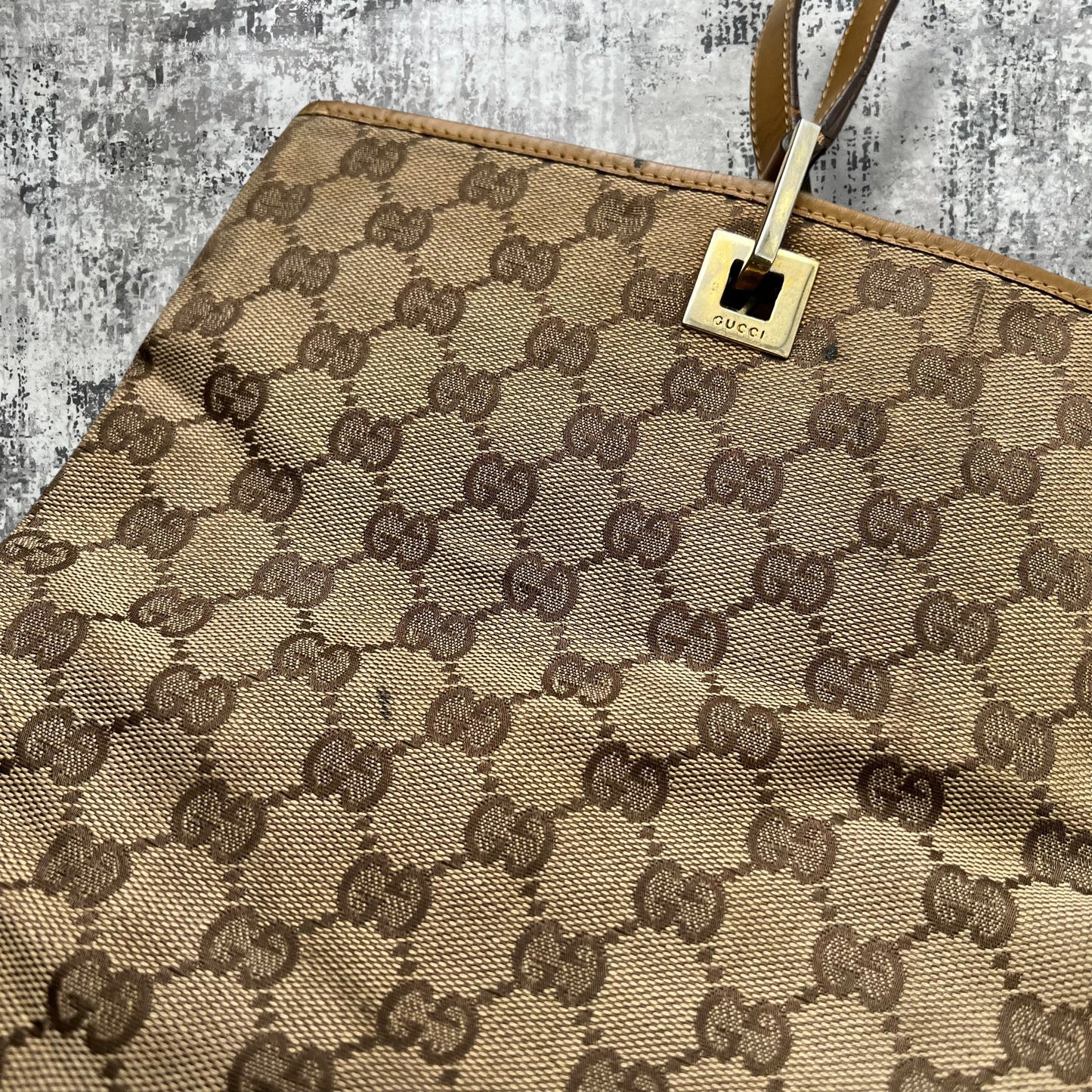 GG Canvas Tote Bag with leather trim