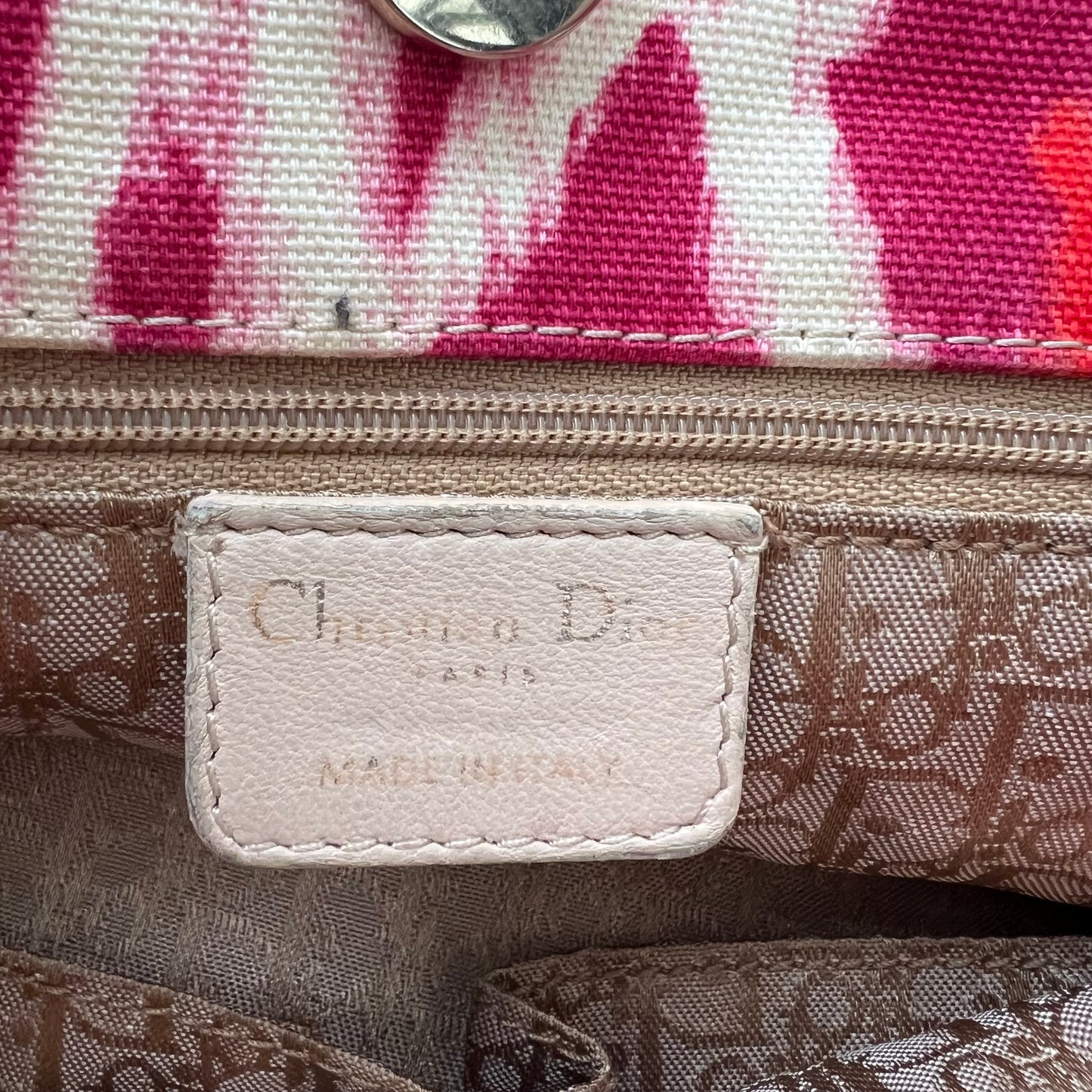 Christian Dior Fuchsia and Orange Leopard Canvas Tote
