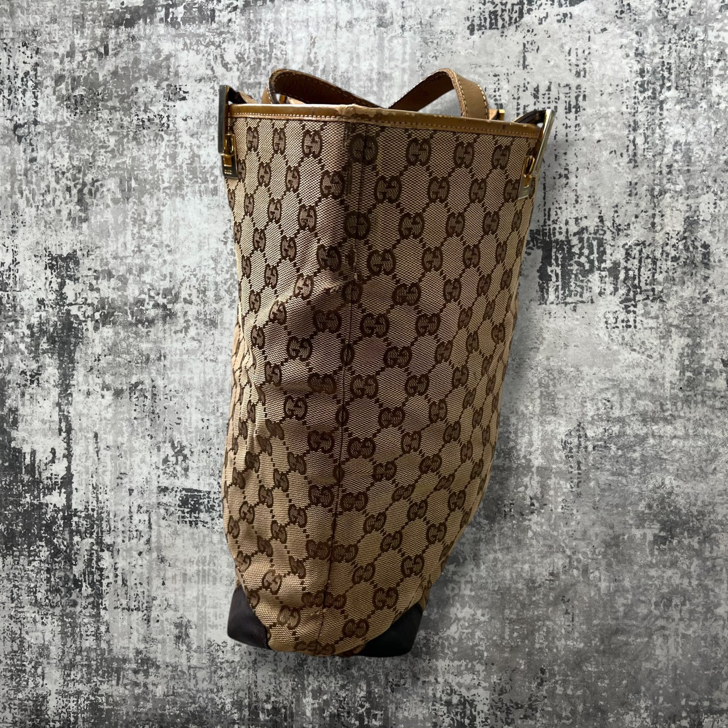 GG Canvas Tote Bag with leather trim