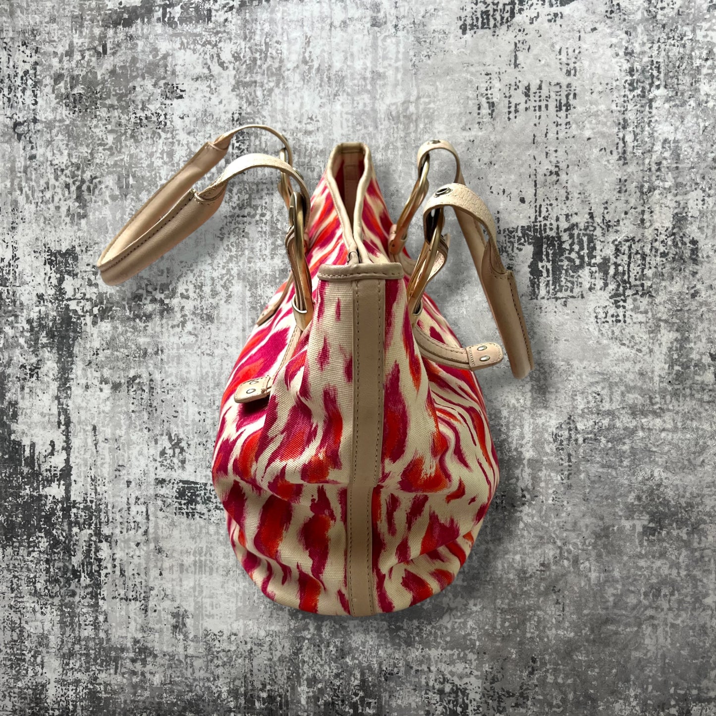 Christian Dior Fuchsia and Orange Leopard Canvas Tote