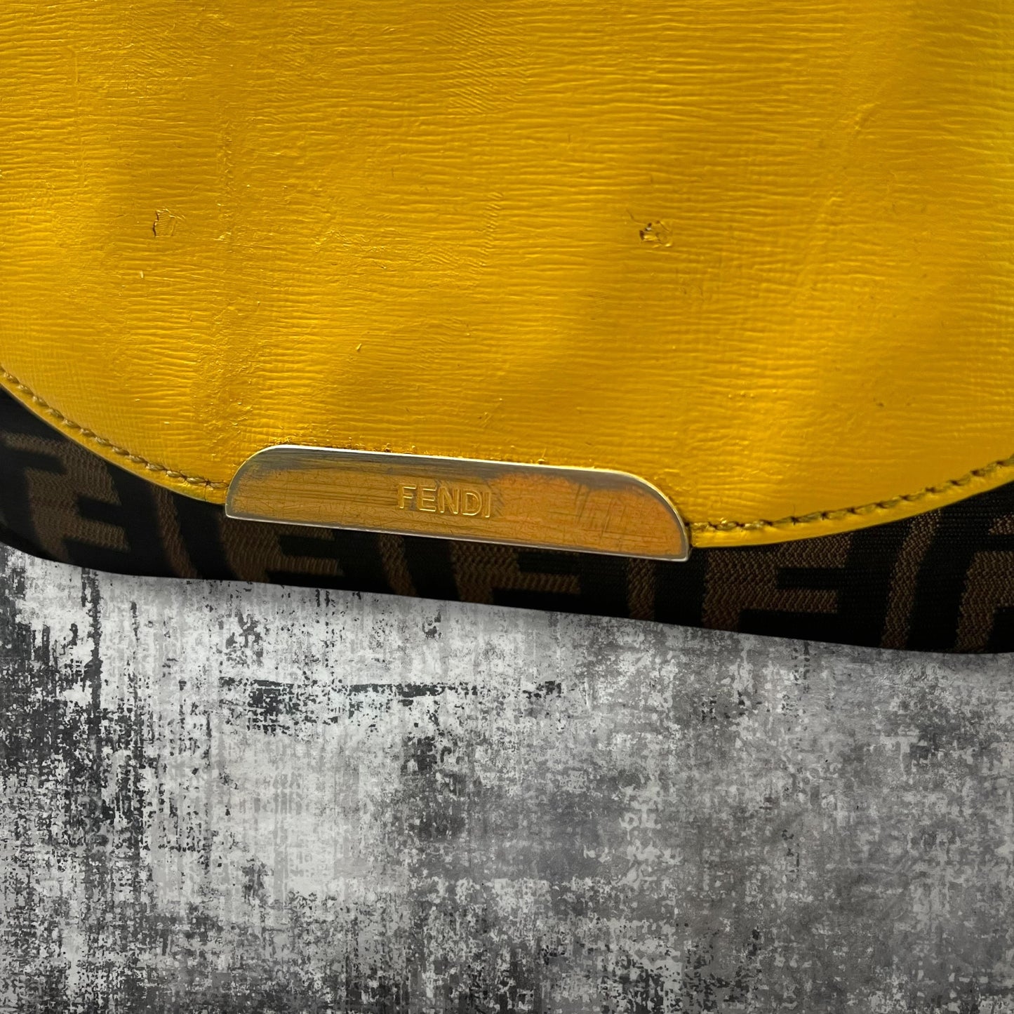 Fendi Yellow/ tobacco Zucca print canvas messenger bag