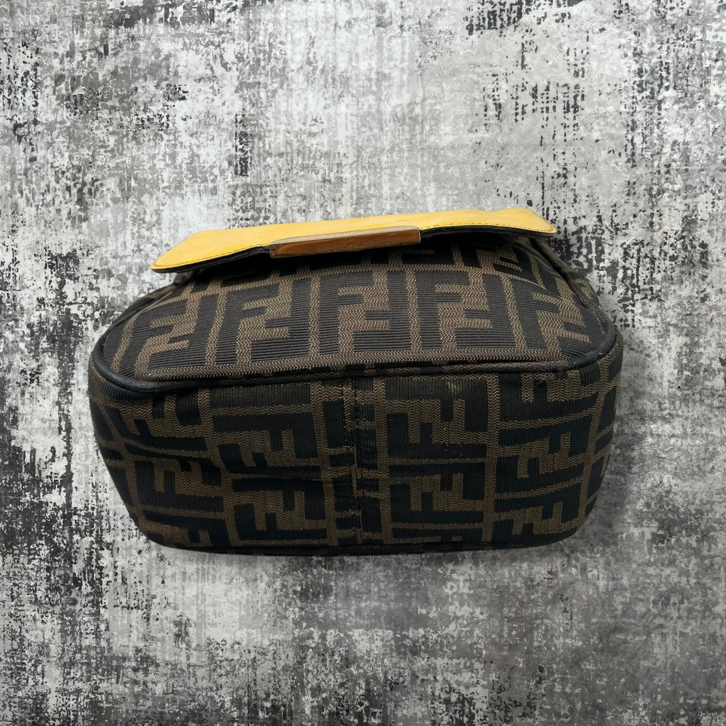 Fendi Yellow/ tobacco Zucca print canvas messenger bag