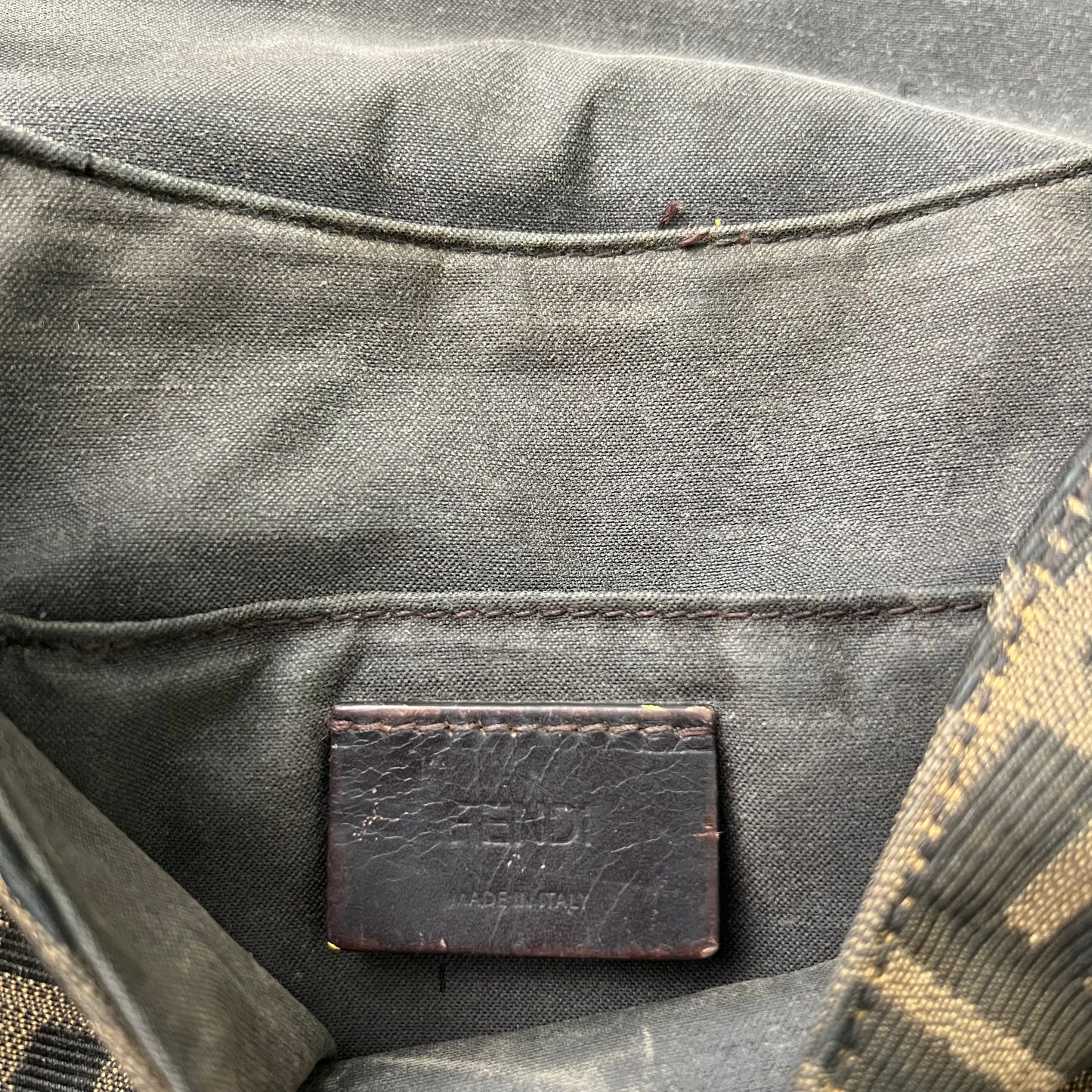 Fendi Yellow/ tobacco Zucca print canvas messenger bag