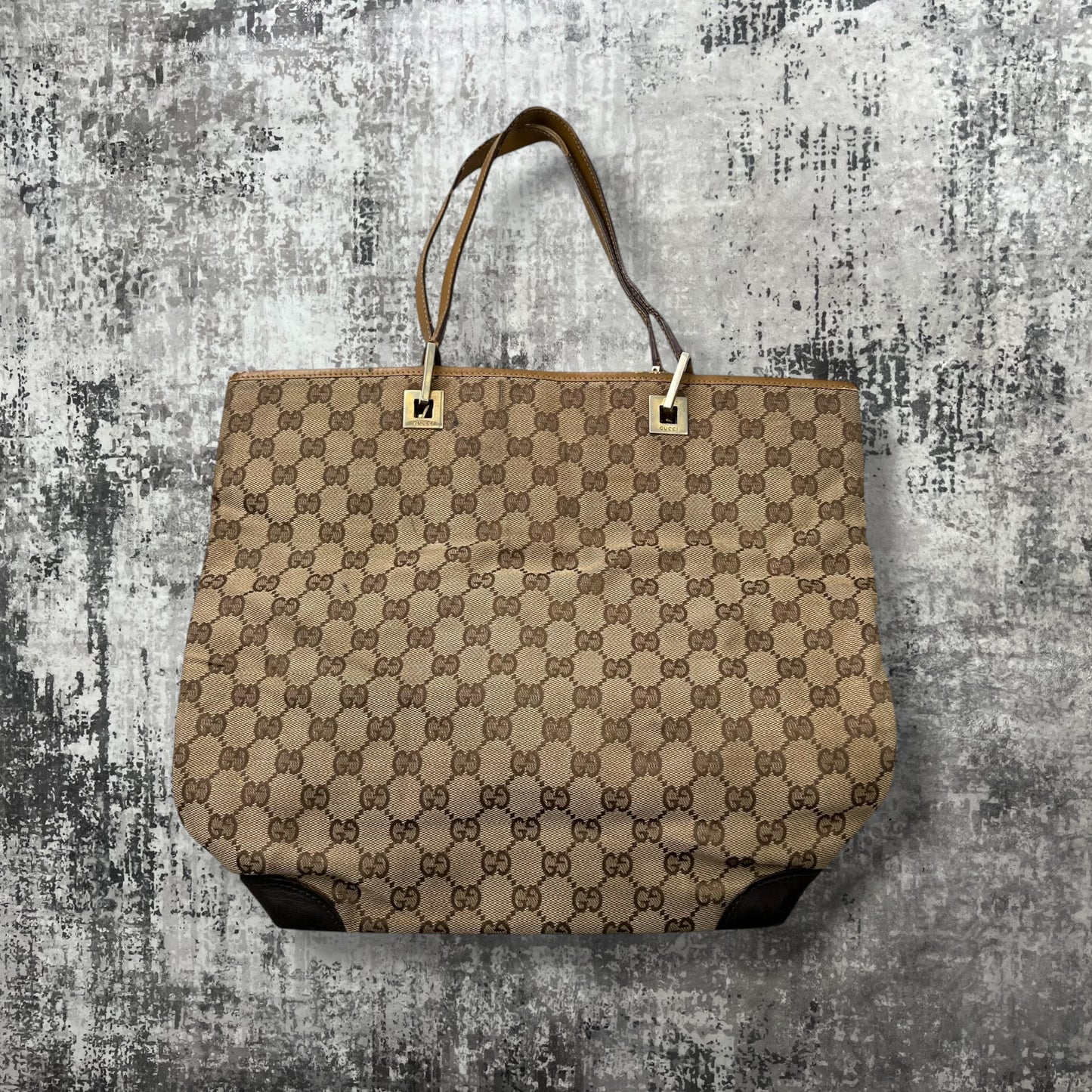 GG Canvas Tote Bag with leather trim