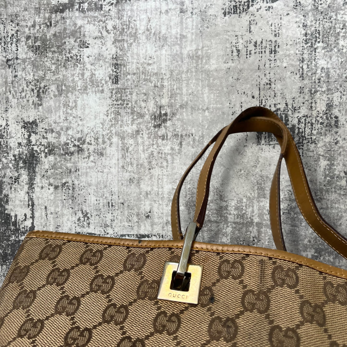 GG Canvas Tote Bag with leather trim