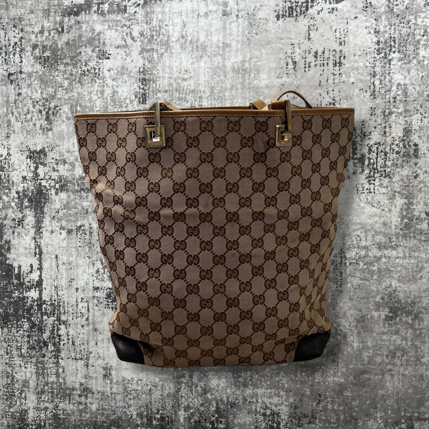 GG Canvas Tote Bag with leather trim
