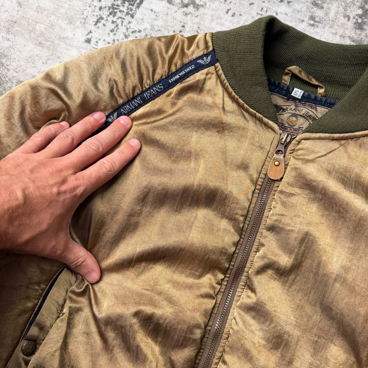Vintage Armani Jeans Stonewashed Bomber (L)