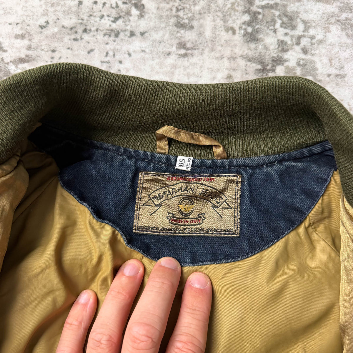 Vintage Armani Jeans Stonewashed Bomber (L)