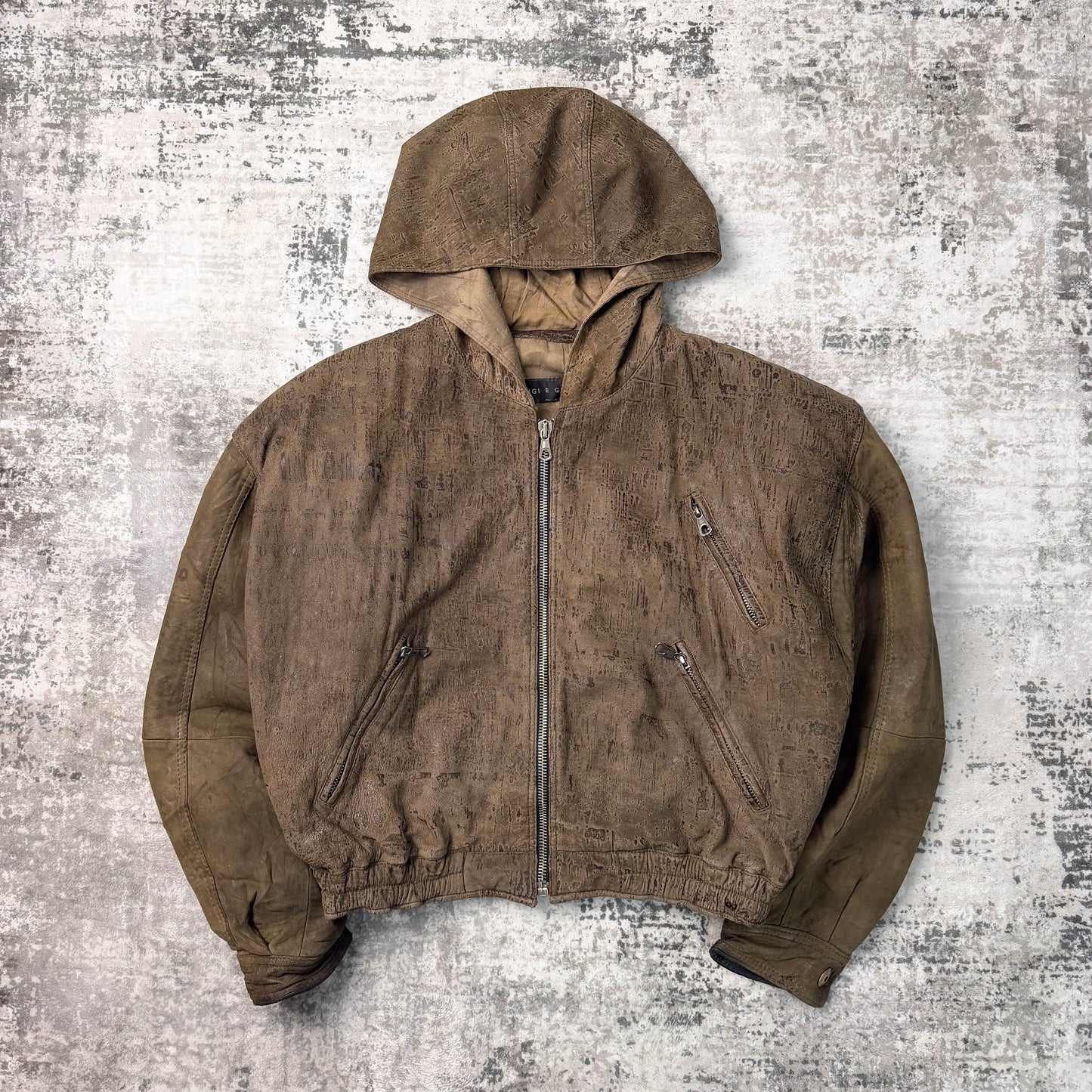 Vintage Calugi E Giannelli Cropped Leather Bomber Jacket (L)