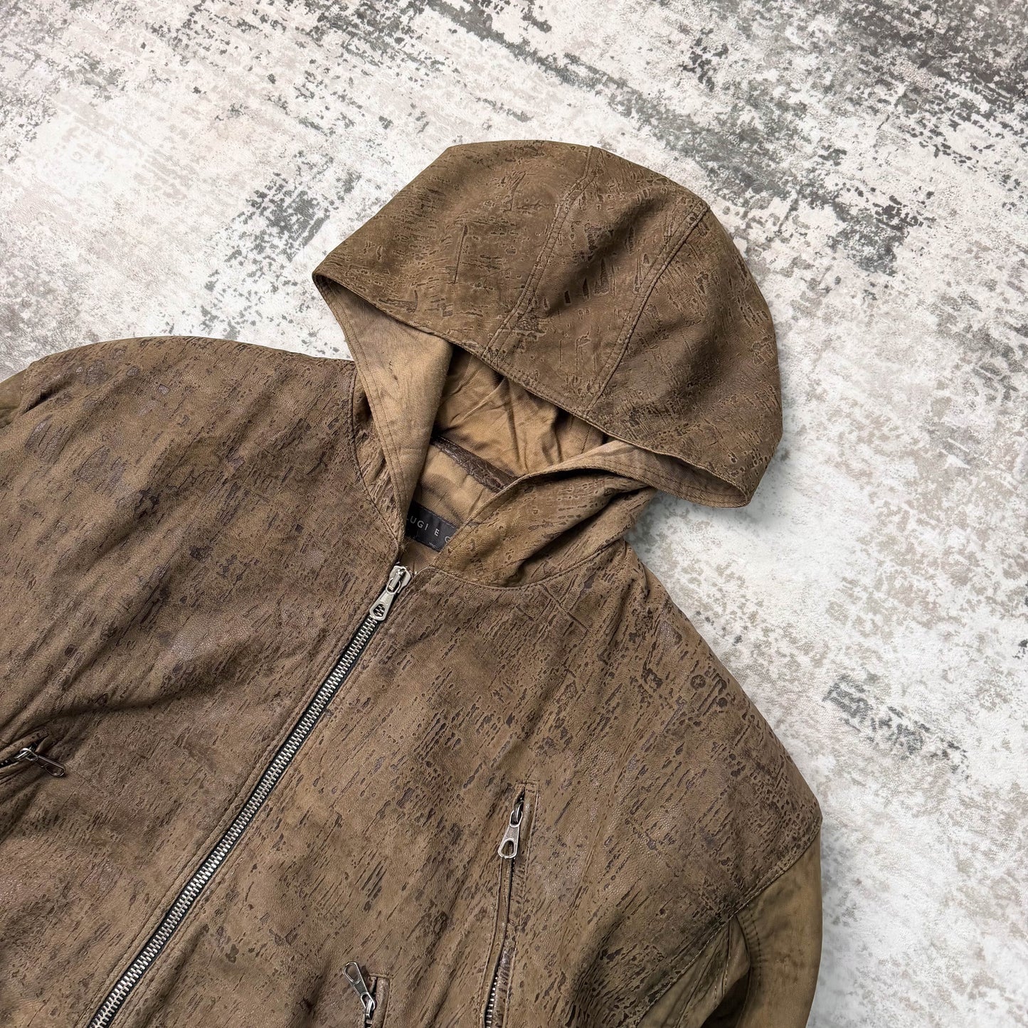 Vintage Calugi E Giannelli Cropped Leather Bomber Jacket (L)