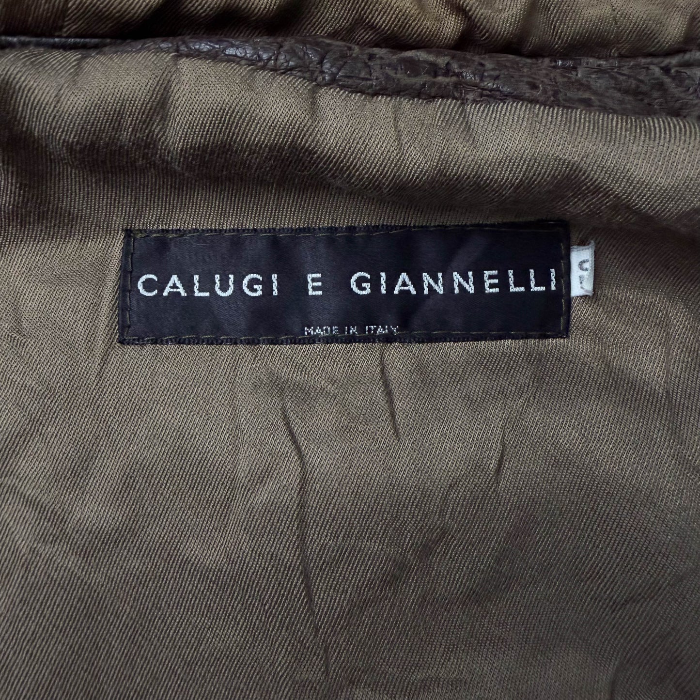 Vintage Calugi E Giannelli Cropped Leather Bomber Jacket (L)