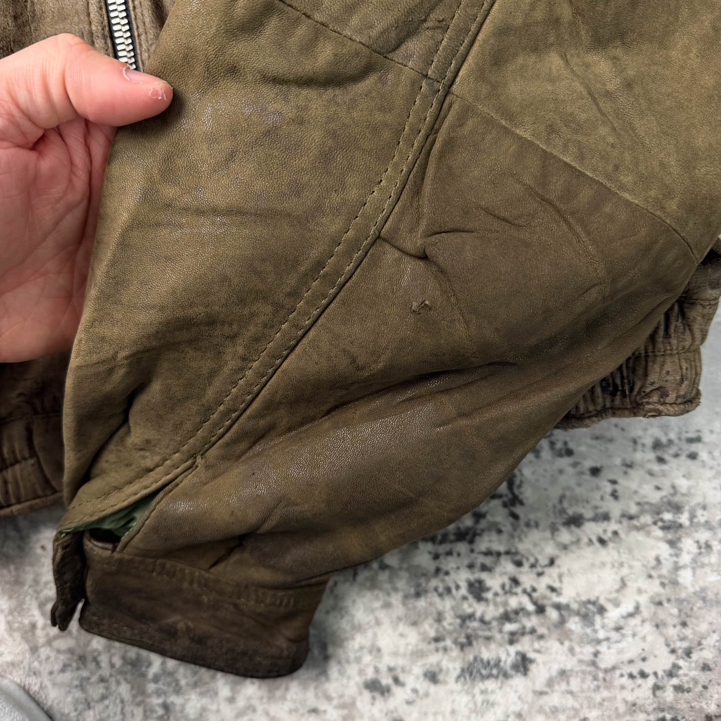 Vintage Calugi E Giannelli Cropped Leather Bomber Jacket (L)