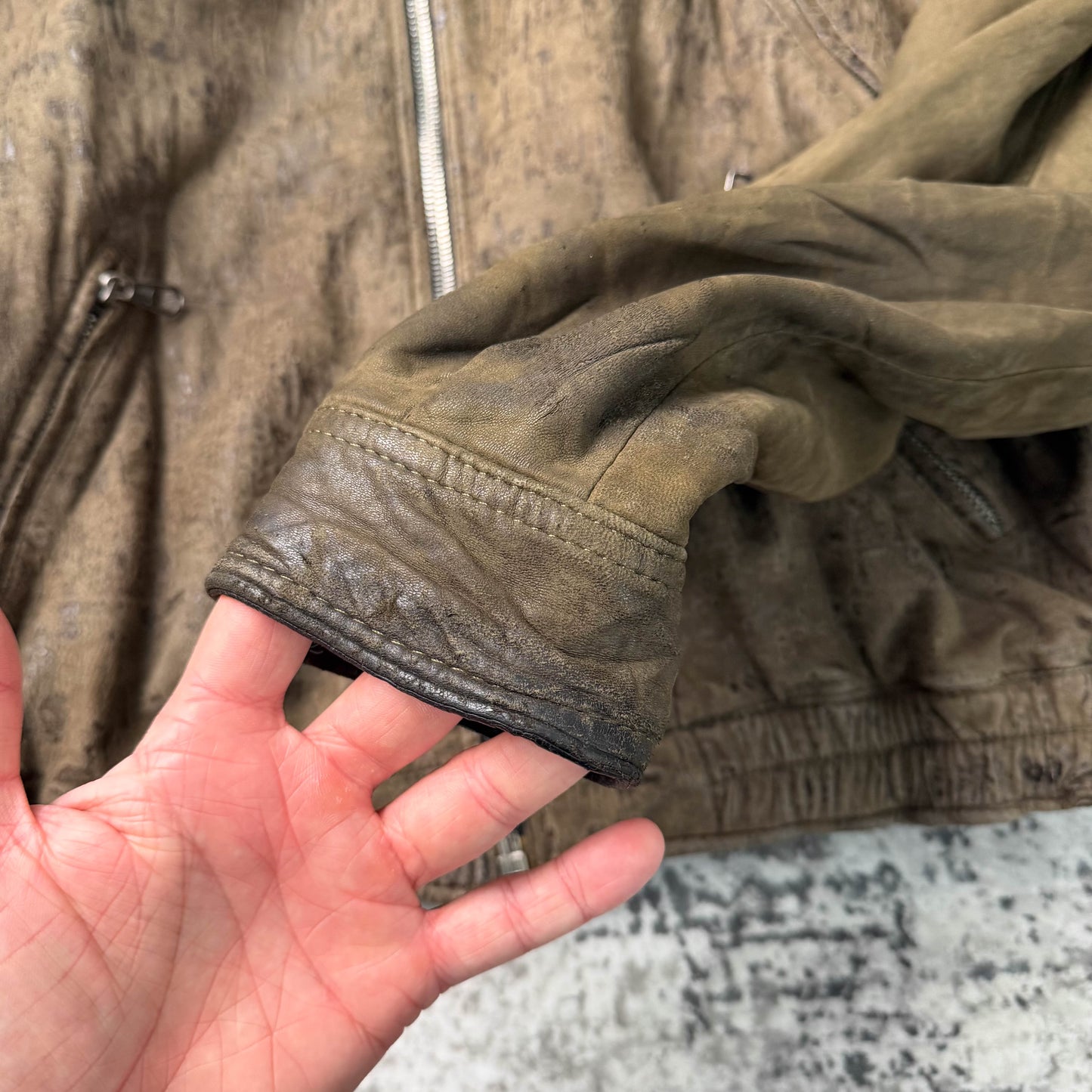 Vintage Calugi E Giannelli Cropped Leather Bomber Jacket (L)
