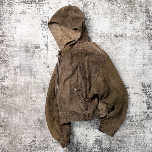 Vintage Calugi E Giannelli Cropped Leather Bomber Jacket (L)