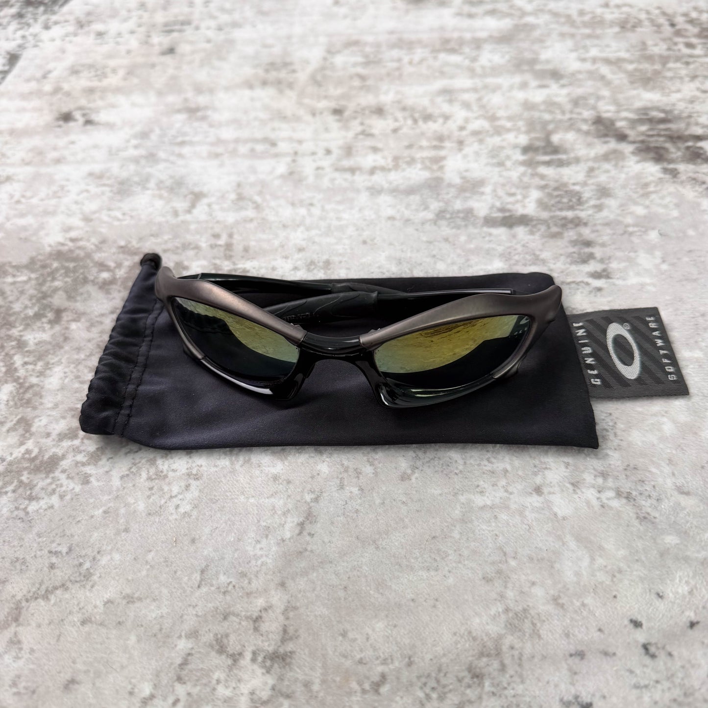 Vintage Oakley Splice Gunmetal Grey Sunglasses