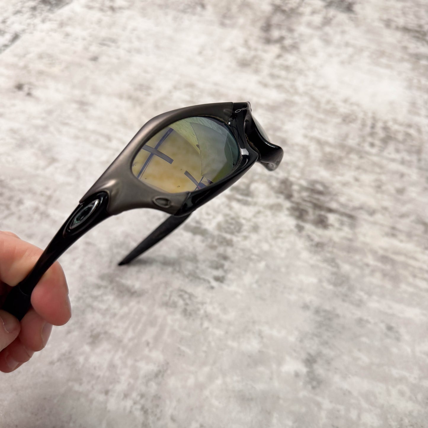 Vintage Oakley Splice Gunmetal Grey Sunglasses