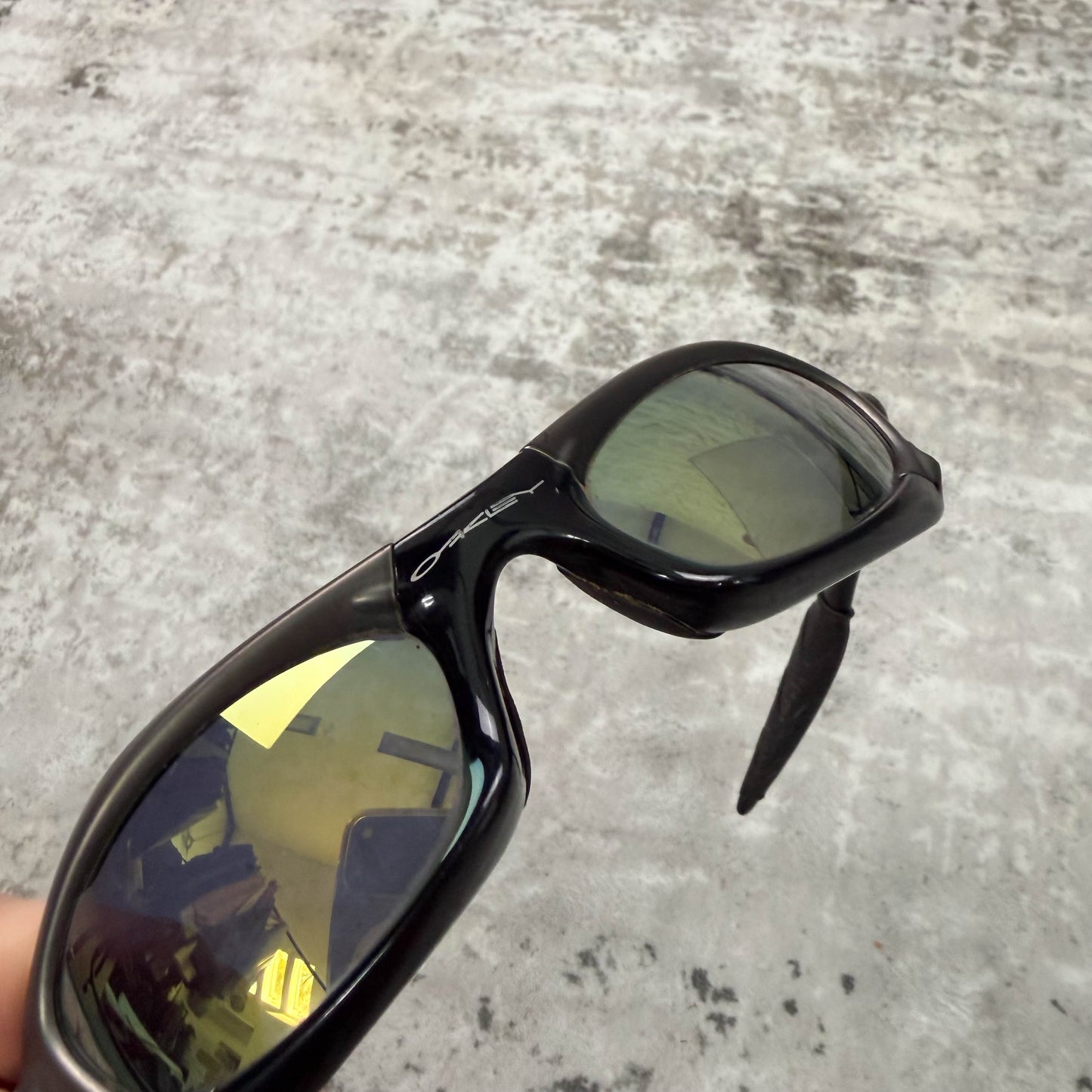 Vintage Oakley Splice Gunmetal Grey Sunglasses