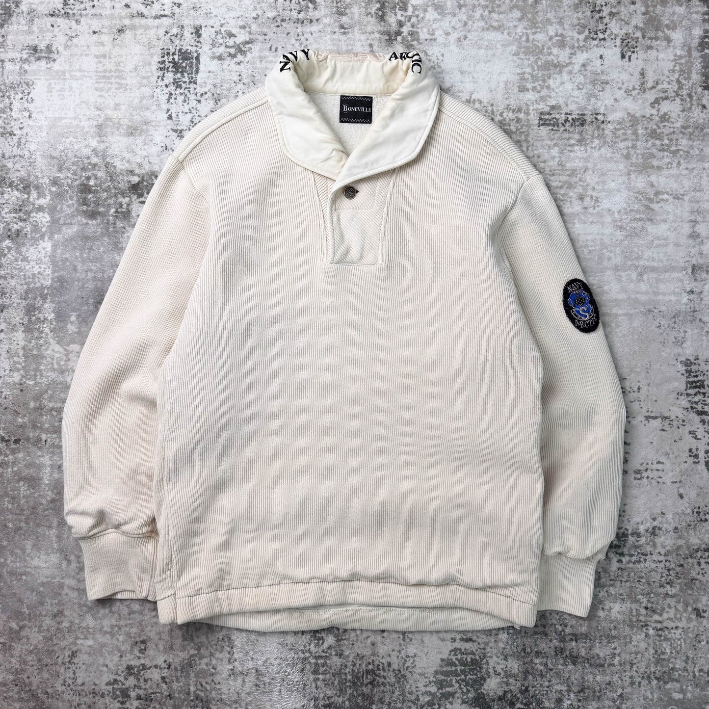 Vintage Boneville Navy Arctic Ribbed Cotten Sweatshirt (L)