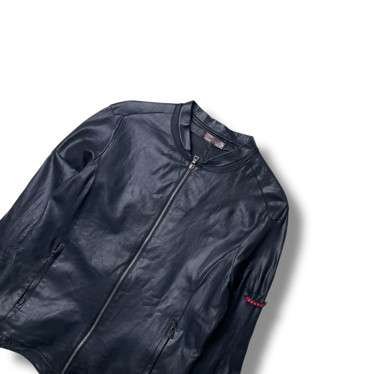 Vintage Prada Sport Moto Leather Jacket (L)