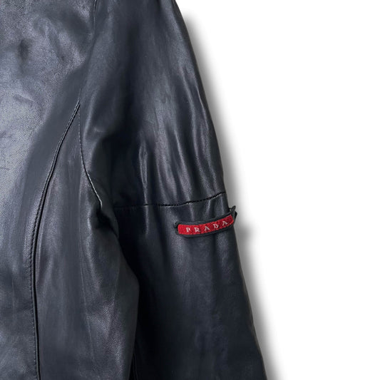 Vintage Prada Sport Moto Leather Jacket (L)
