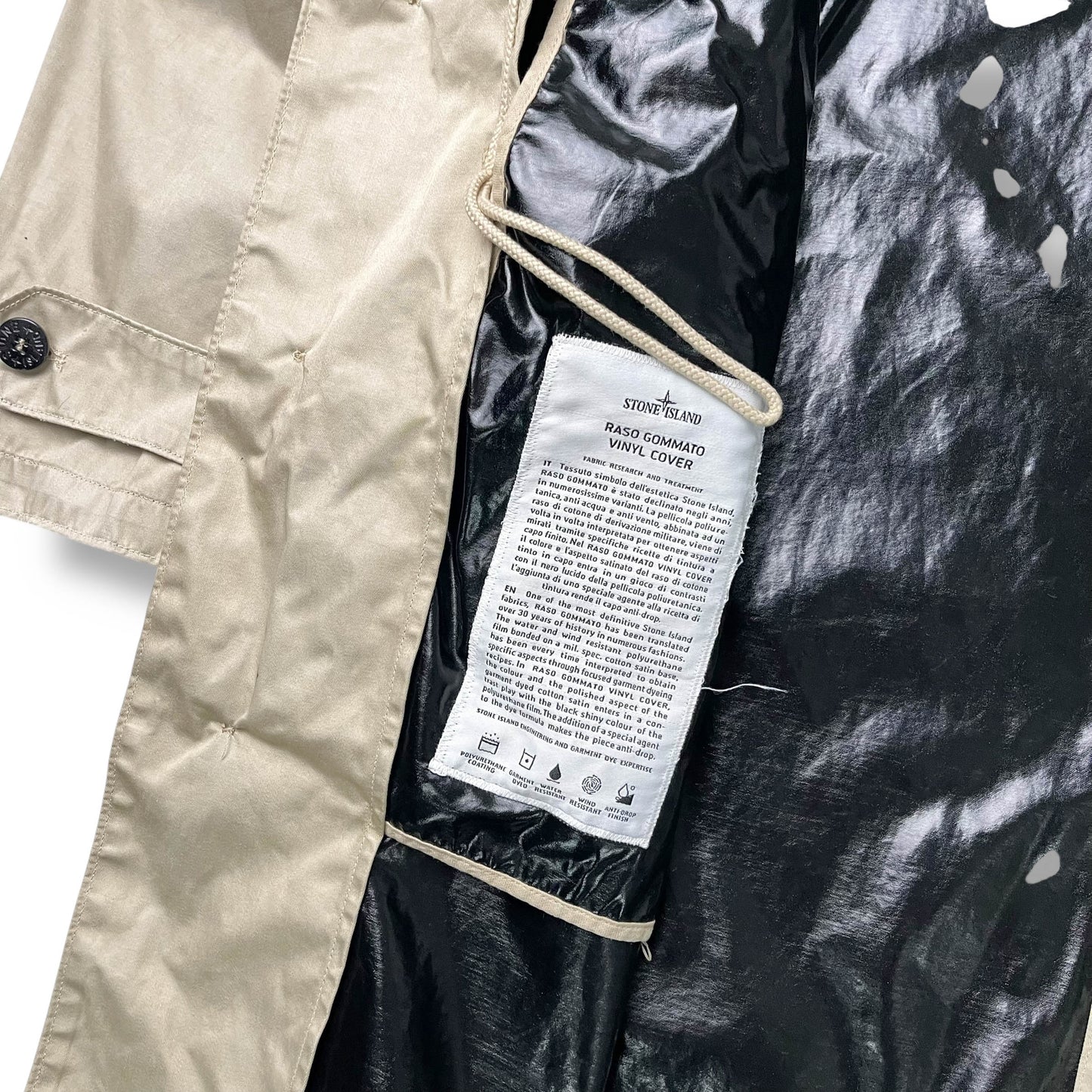 Stone Island 30th Anniversary Raso Gommato Vinyl Cover Trench Coat (3XL)